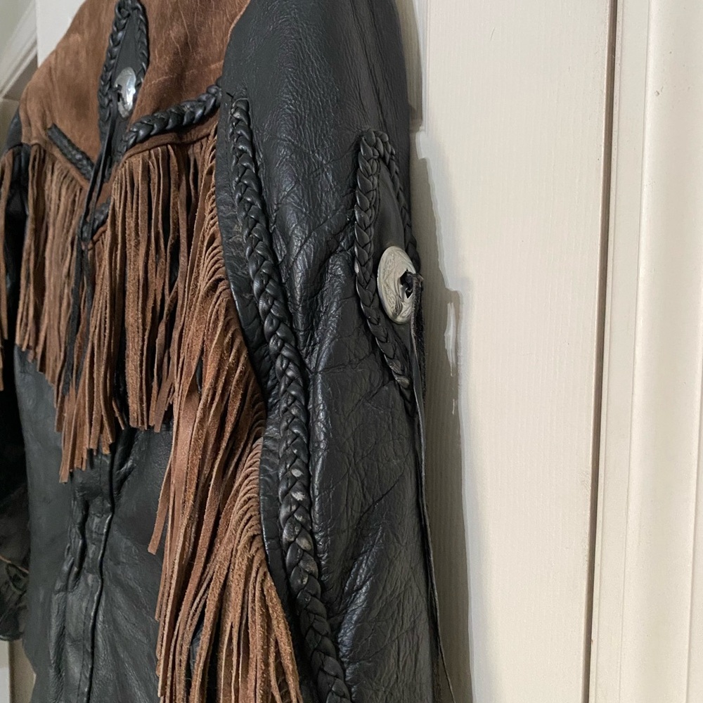 Legends Rider Wear Black and Brown Fringe Leather Jacket size L. Cowboy/Biker - Picture 9 of 16